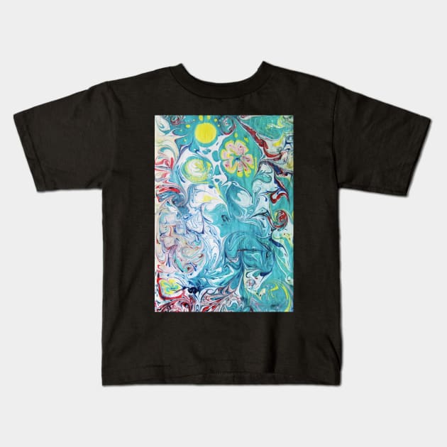Water ebru Kids T-Shirt by Kuhtina